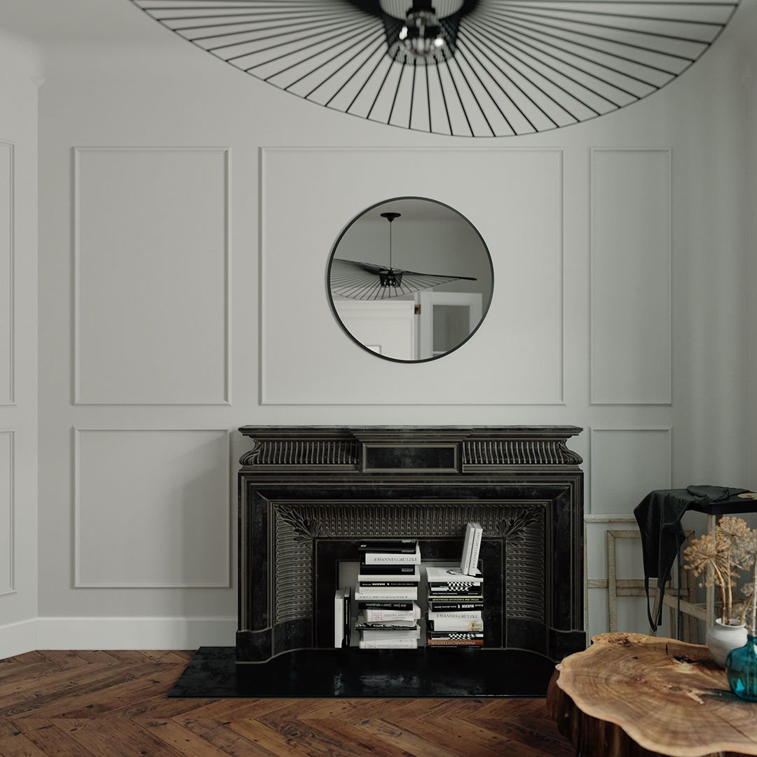 Round Wall Mirror – Modern Black Frame Mirror for Living Room & Entryway