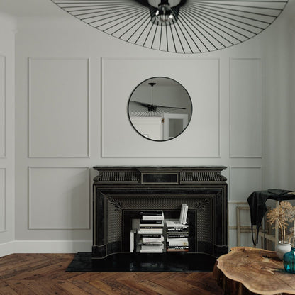 Round Wall Mirror – Modern Black Frame Mirror for Living Room & Entryway