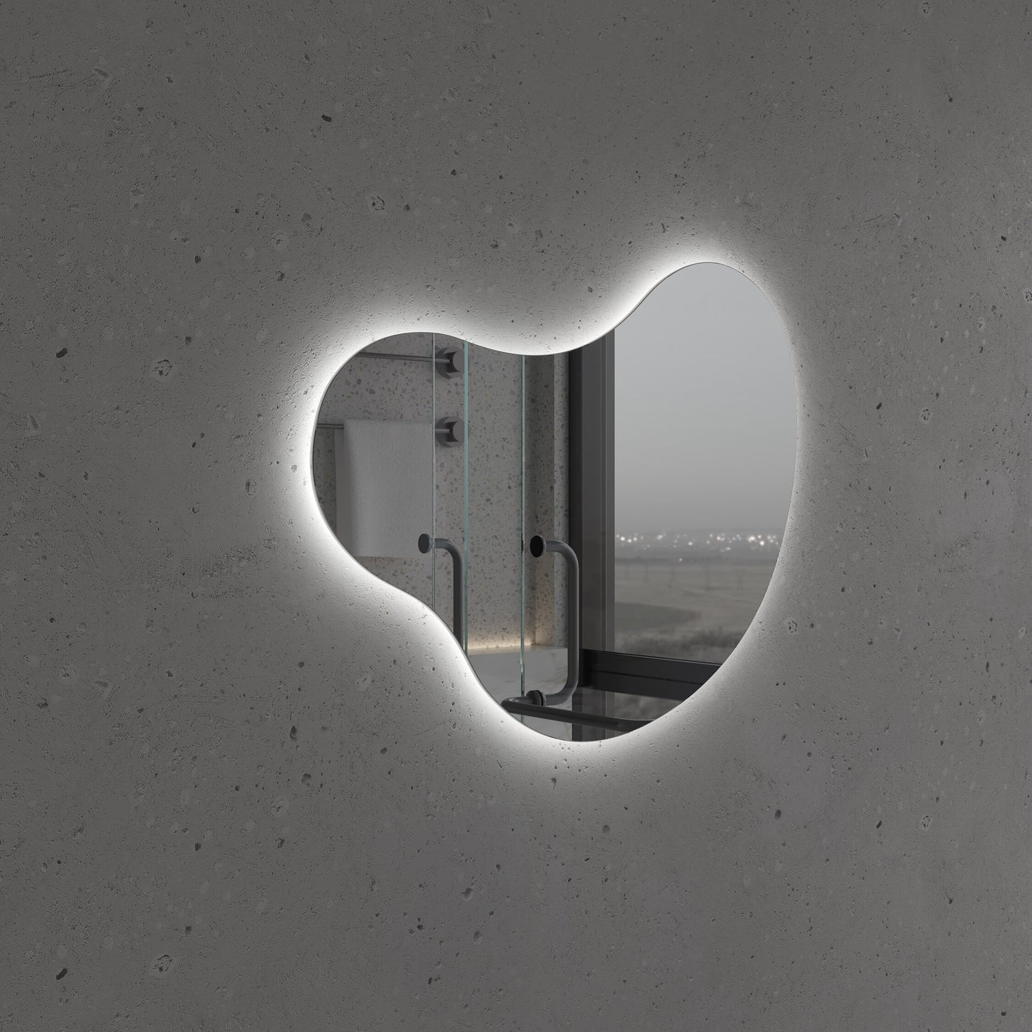 LED Bathroom Mirror Irregular Shape – Modern Asymmetrical Backlit Wall Mirror