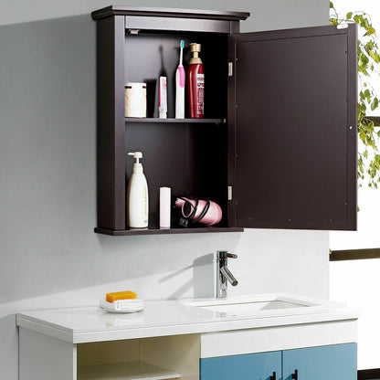 Bathroom Wall Mounted Medicine Cabinet with Mirror - Storage Cabinet | Brown MDF Cabinet