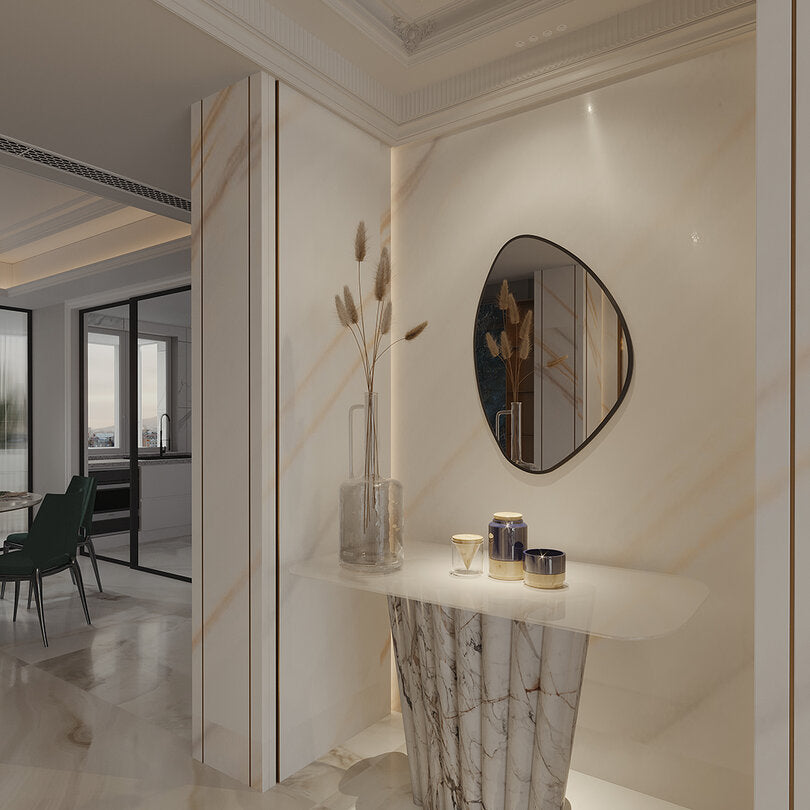 Modern Irregular Wall Mirror – Organic Shape Black Frame Mirror for Living Room & Entryway