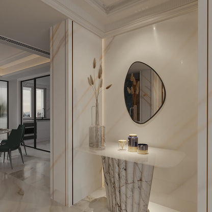 Modern Irregular Wall Mirror – Organic Shape Black Frame Mirror for Living Room & Entryway