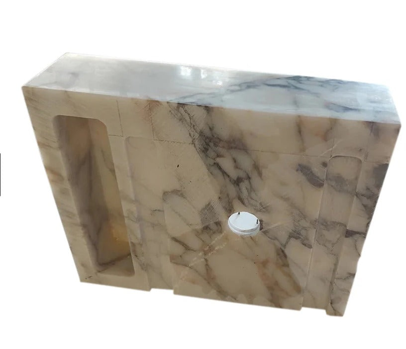 Calacatta Viola Bathroom Sink – Wall-Mount Marble Vanity Sink, Natural Stone Polished Basin