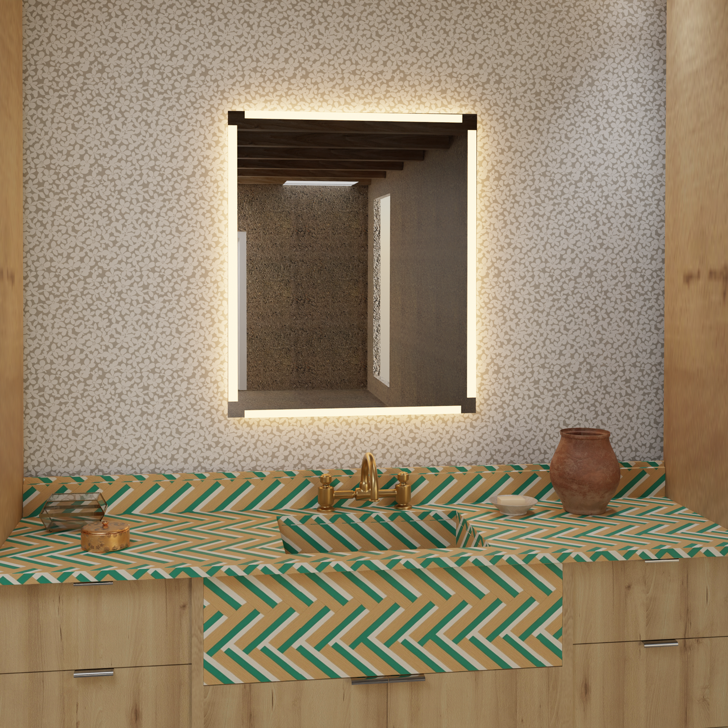 LED Bathroom Mirror – Square Backlit Vanity Mirror, Modern Lighted Wall Mirror