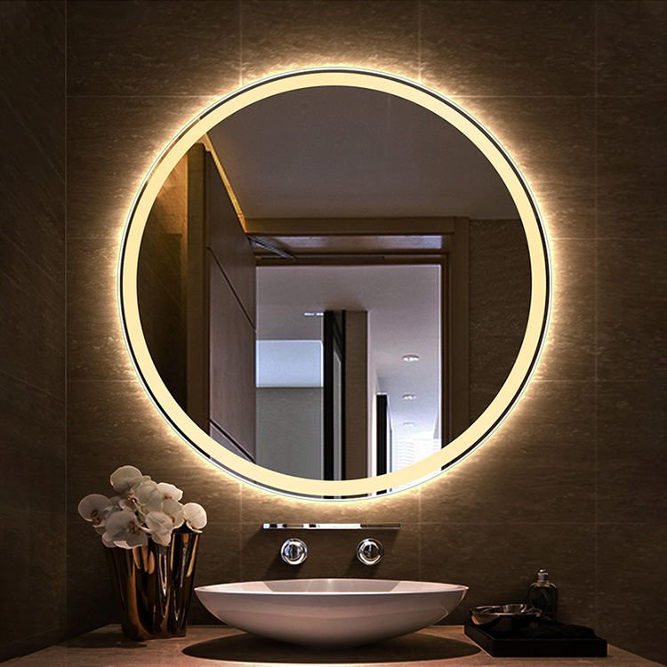 LED Bathroom Mirror – Round Backlit Vanity Mirror, Modern Lighted Wall Mirror