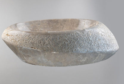 Natural Marble Vessel Sink – Hand-Carved Stone Bathroom Basin with Raw Edge, Modern Vanity Bowl
