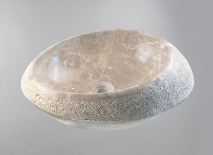 Natural Marble Vessel Sink – Hand-Carved Stone Bathroom Basin with Raw Edge, Modern Vanity Bowl