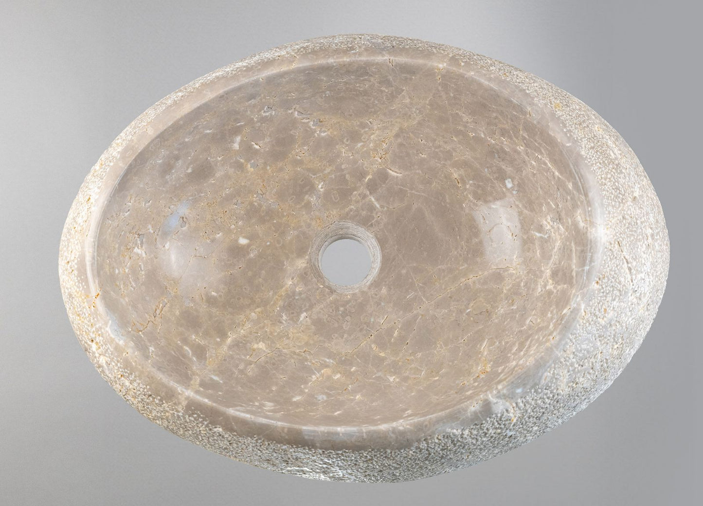 Natural Marble Vessel Sink – Hand-Carved Stone Bathroom Basin with Raw Edge, Modern Vanity Bowl