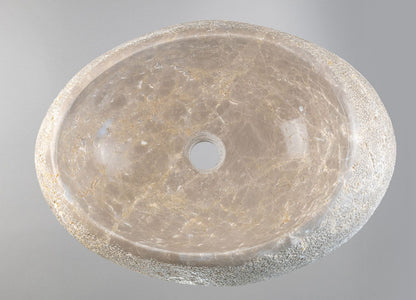 Natural Marble Vessel Sink – Hand-Carved Stone Bathroom Basin with Raw Edge, Modern Vanity Bowl