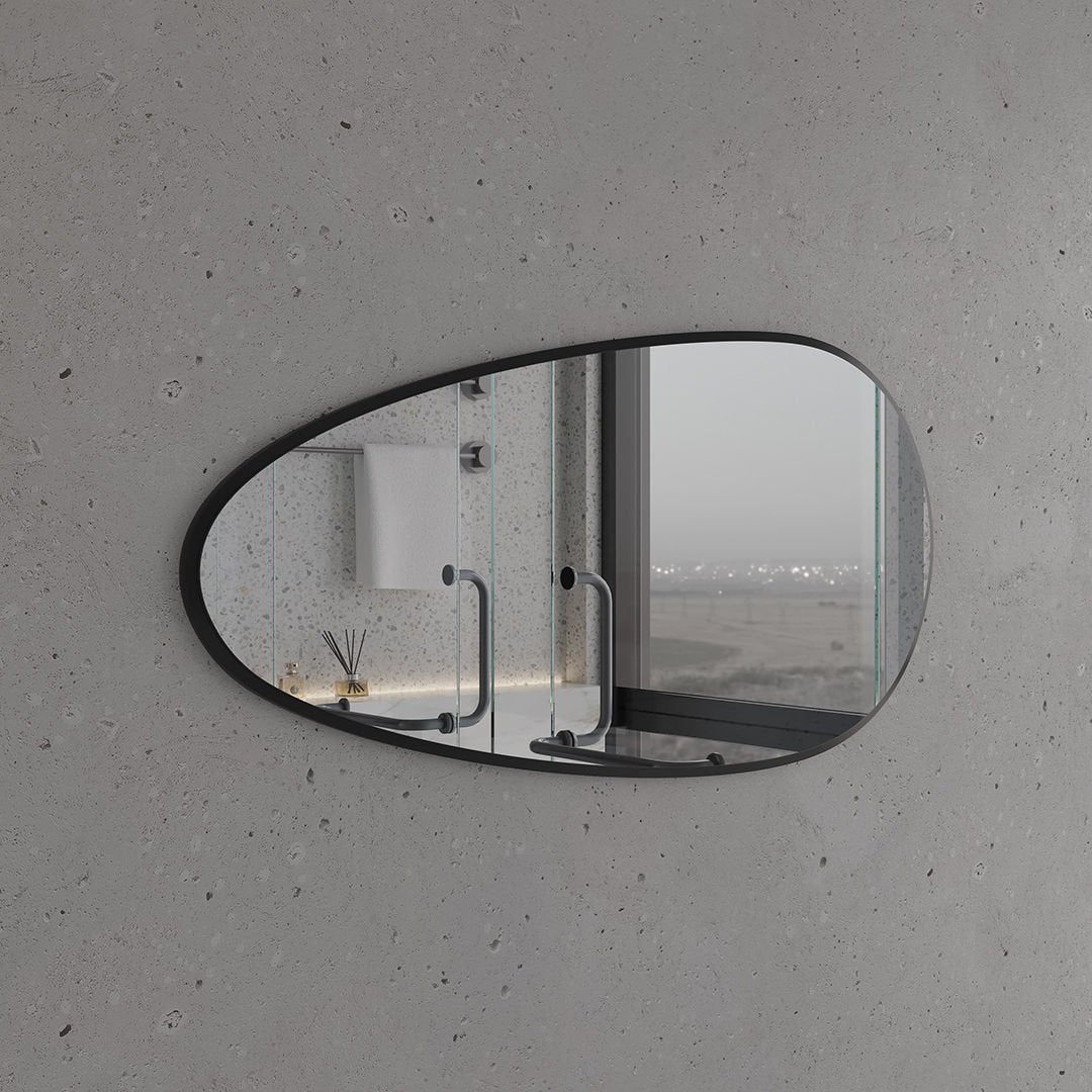 Asymmetrical Black Wall Mirror – Modern Irregular Bathroom Mirror