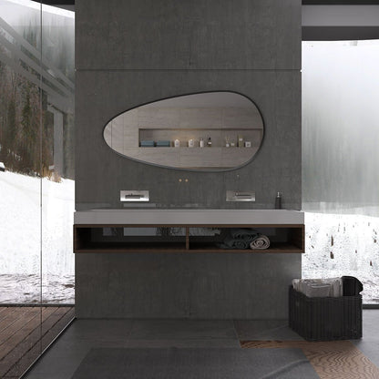 Asymmetrical Black Wall Mirror – Modern Irregular Bathroom Mirror