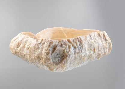 Luxury Stone Vessel Sink – Natural Marble Bathroom Basin with Raw Edge, Handcrafted Vanity Bowl