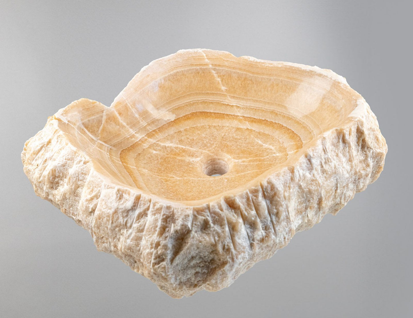 Luxury Stone Vessel Sink – Natural Marble Bathroom Basin with Raw Edge, Handcrafted Vanity Bowl