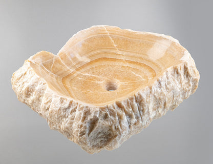 Luxury Stone Vessel Sink – Natural Marble Bathroom Basin with Raw Edge, Handcrafted Vanity Bowl