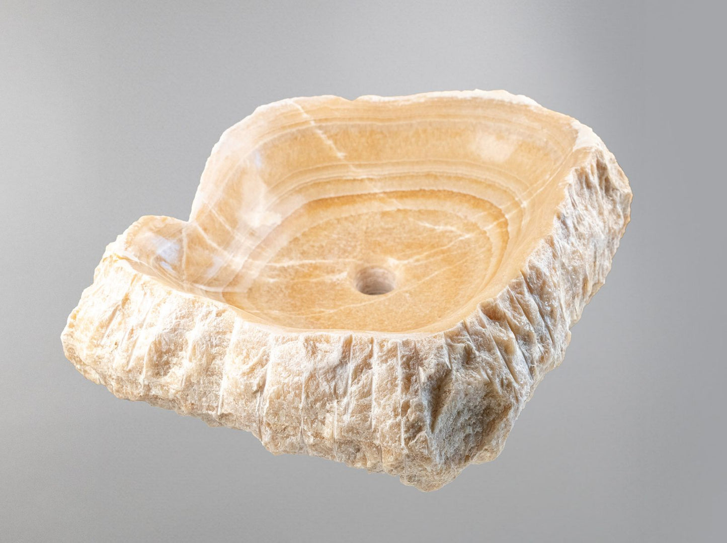 Luxury Stone Vessel Sink – Natural Marble Bathroom Basin with Raw Edge, Handcrafted Vanity Bowl