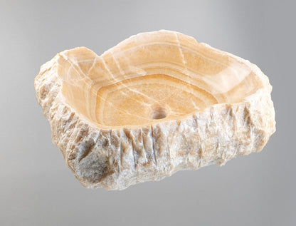 Luxury Stone Vessel Sink – Natural Marble Bathroom Basin with Raw Edge, Handcrafted Vanity Bowl