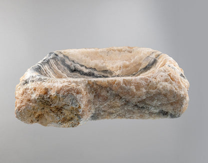 Luxury Stone Vessel Sink – Natural Marble Bathroom Basin with Raw Edge, Handcrafted Rustic Vanity Bowl 21.6"x15.7"x5.5" (55x40x14 cm)