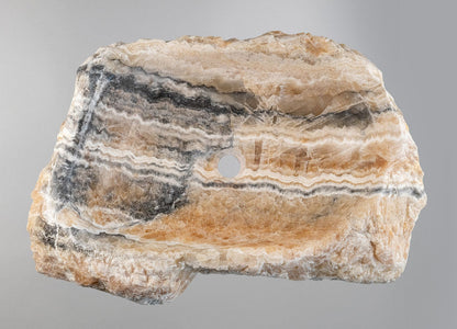 Luxury Stone Vessel Sink – Natural Marble Bathroom Basin with Raw Edge, Handcrafted Rustic Vanity Bowl 21.6"x15.7"x5.5" (55x40x14 cm)