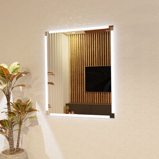 LED Bathroom Mirror – Square Backlit Vanity Mirror, Modern Lighted Wall Mirror