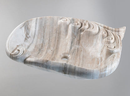 Marble Sink – Luxury Stone Sink Bathroom Basin (45x55x15 cm), Handcrafted Natural Marble Vanity Bowl