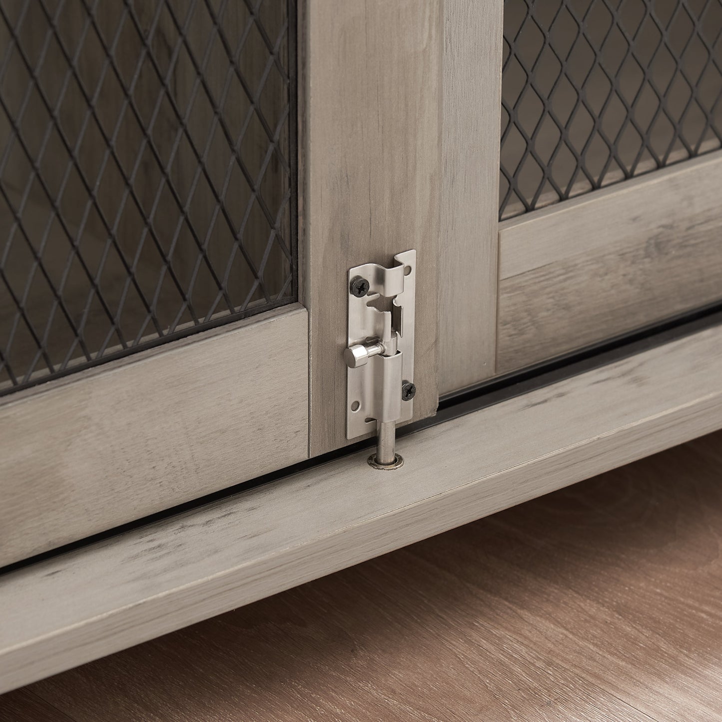 Wooden Dog Crate Furniture with Barn Door - Farmhouse Dog Cage End Table with Storage - Aypars Atelier