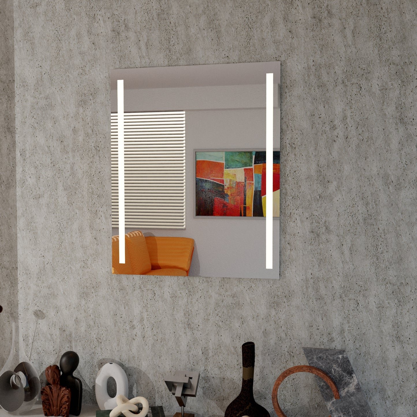 LED Bathroom Mirror – Vertical Lighted Vanity Mirror, Modern Wall Mirror with Dual LED Strips