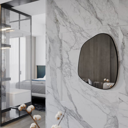 Irregular Bathroom Mirror – Modern Organic Wall Mirror with Black Frame