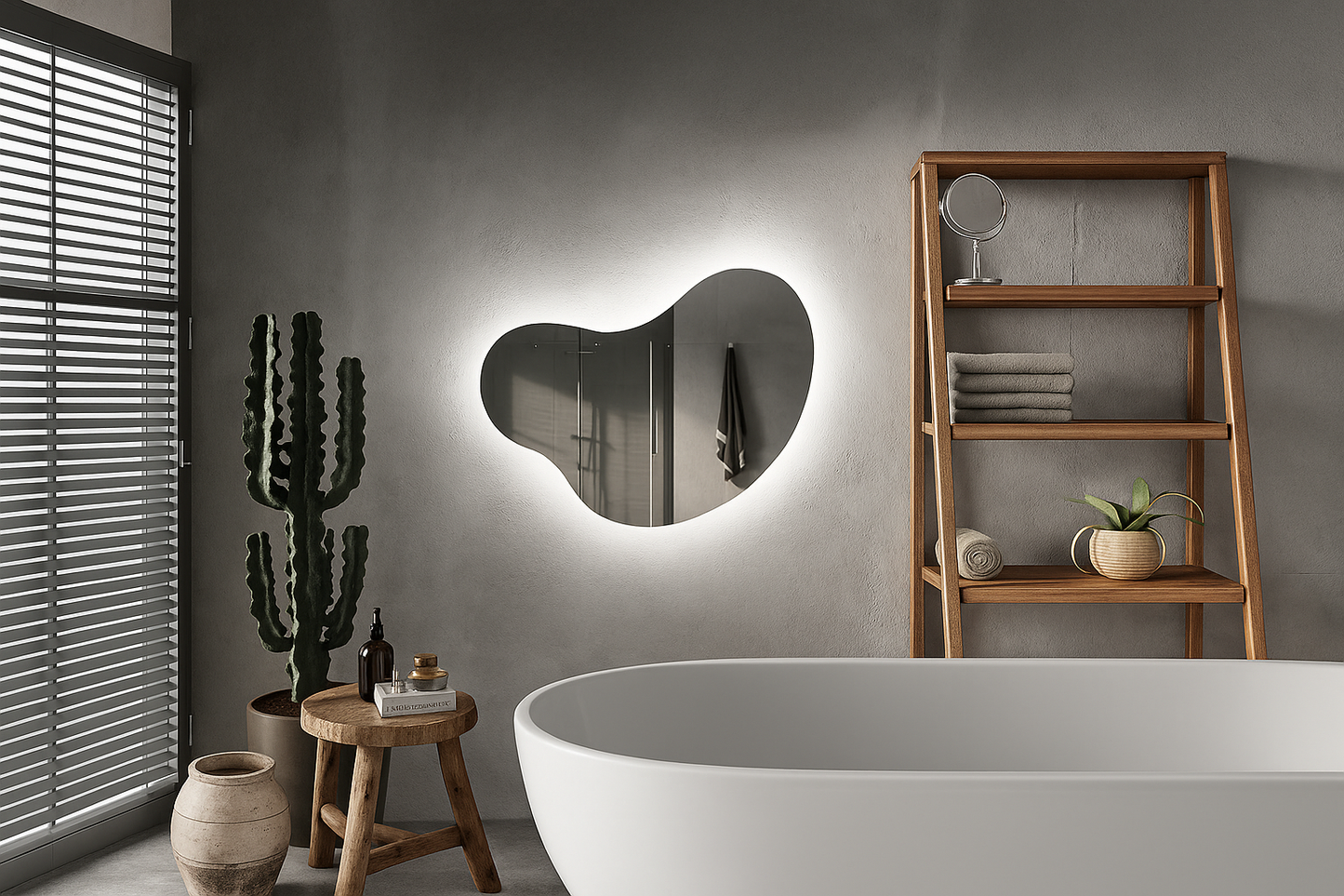 LED Bathroom Mirror Irregular Shape – Modern Asymmetrical Backlit Wall Mirror