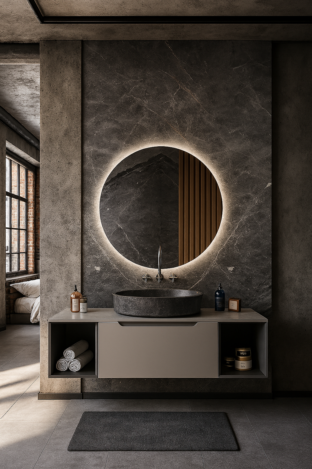 LED Bathroom Mirror – Round Backlit Vanity Mirror, Modern Lighted Wall Mirror with Warm & Cold LED