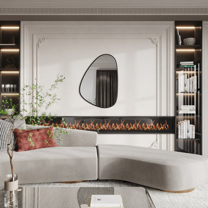 Modern Irregular Bathroom Wall Mirror – Asymmetrical Black Frame Mirror for Vanity, Entryway & Living Room