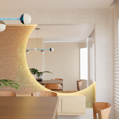 LED Bathroom Mirror – Crescent Moon Backlit Wall Mirror, Modern Lighted Vanity Mirror, Unique Designer Shape