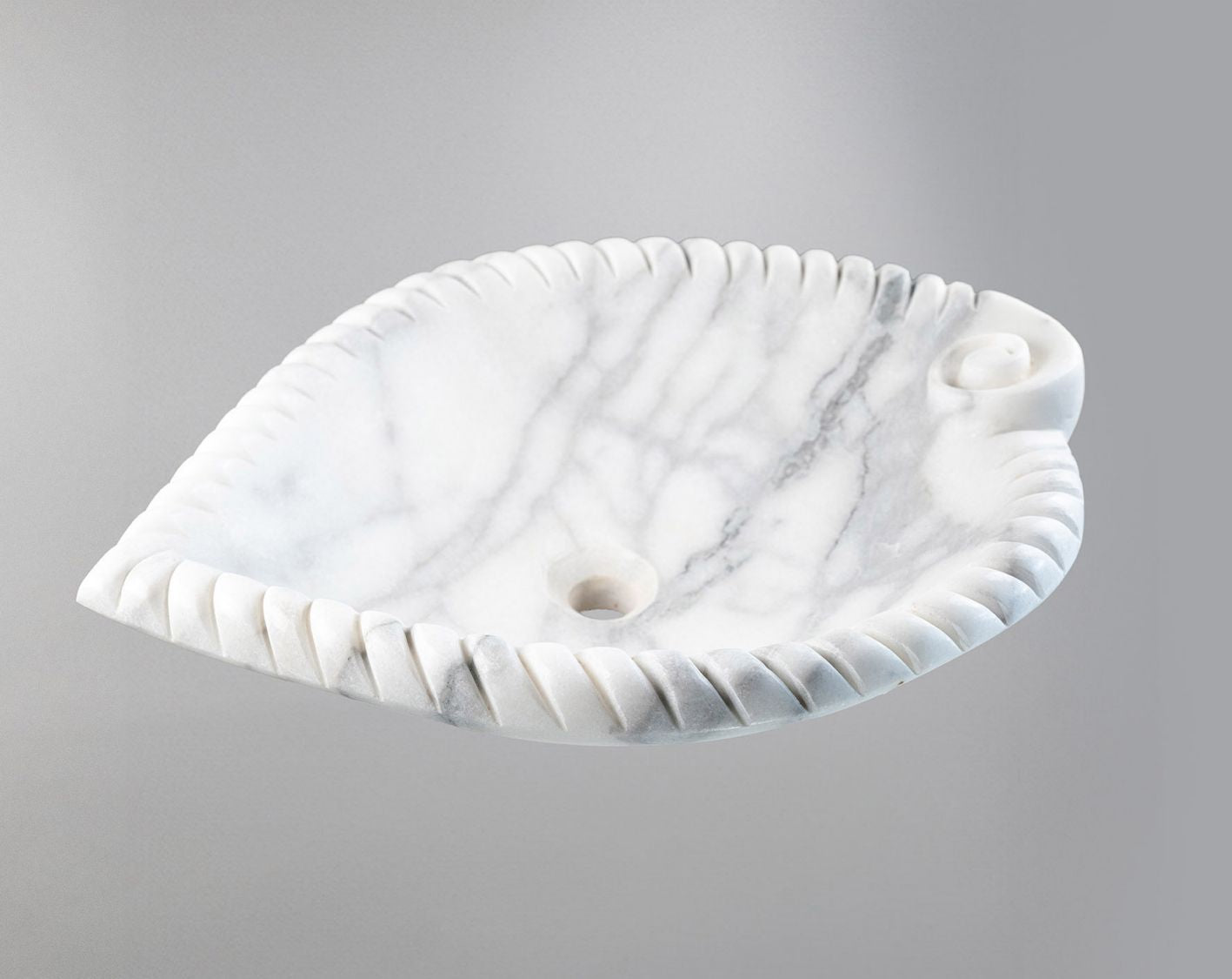 Marble Sink – Luxury Stone Sink Bathroom Basin (45x55x14 cm), Handcrafted White Natural Marble Vanity Bowl