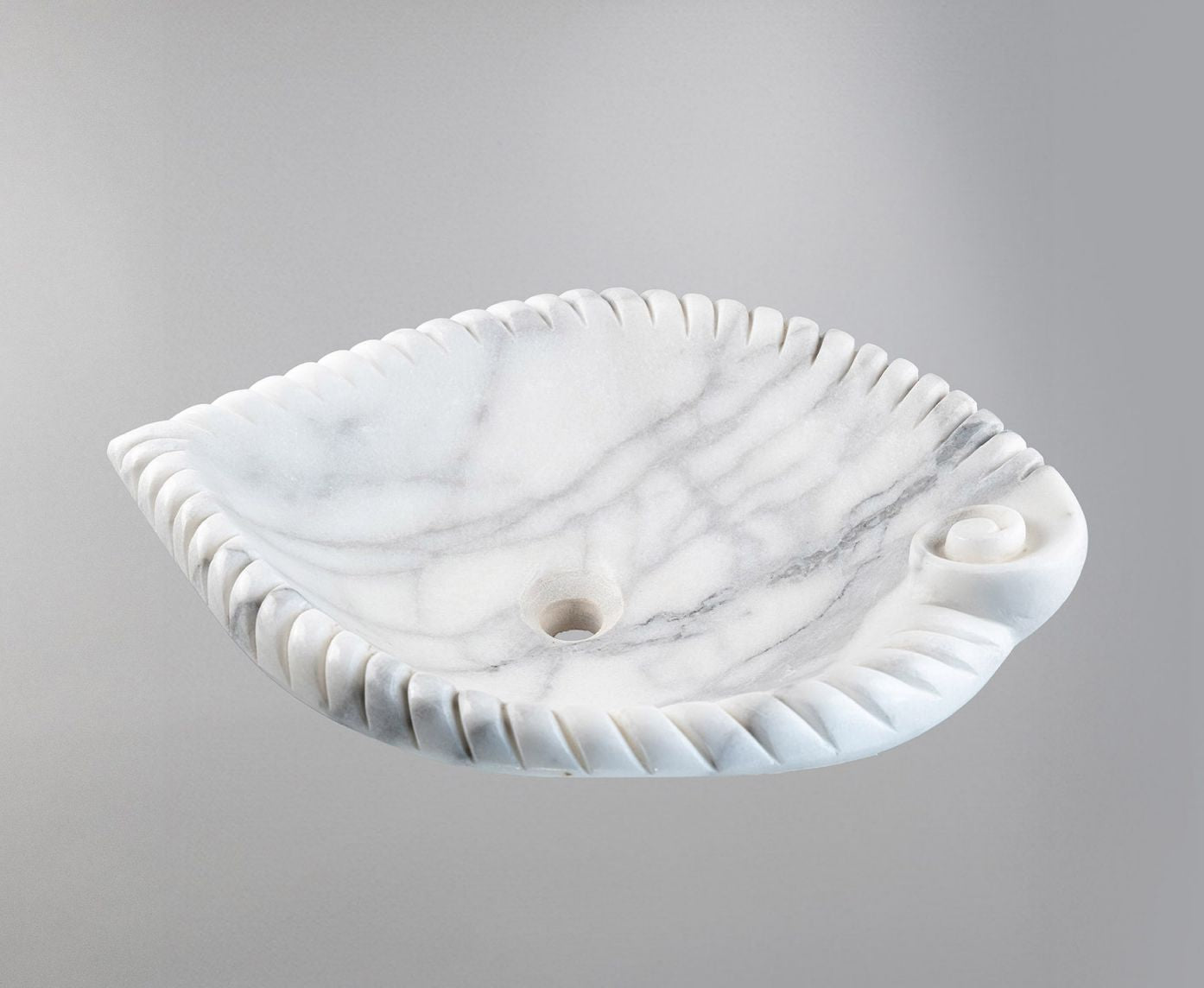 Marble Sink – Luxury Stone Sink Bathroom Basin (45x55x14 cm), Handcrafted White Natural Marble Vanity Bowl
