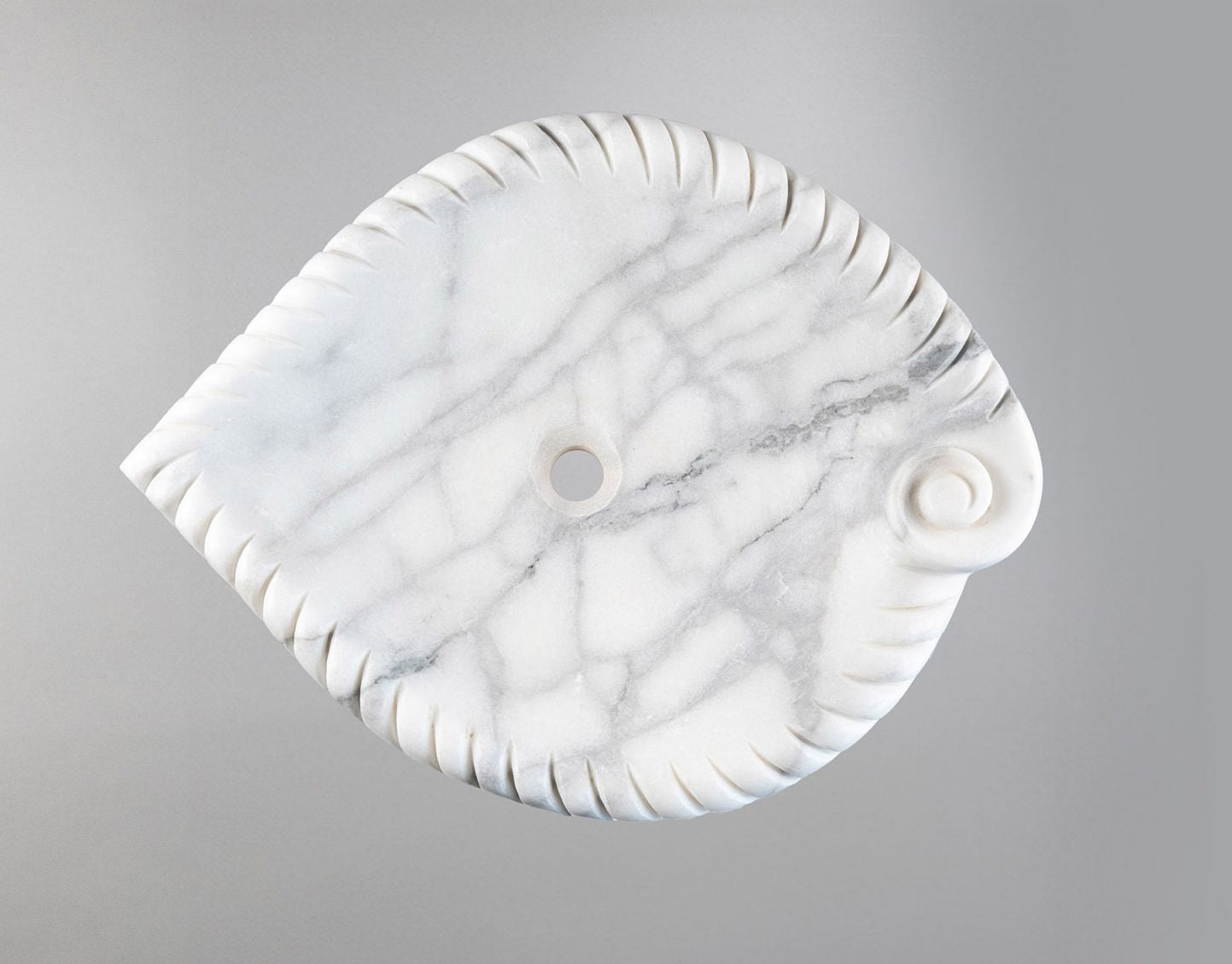 Marble Sink – Luxury Stone Sink Bathroom Basin (45x55x14 cm), Handcrafted White Natural Marble Vanity Bowl