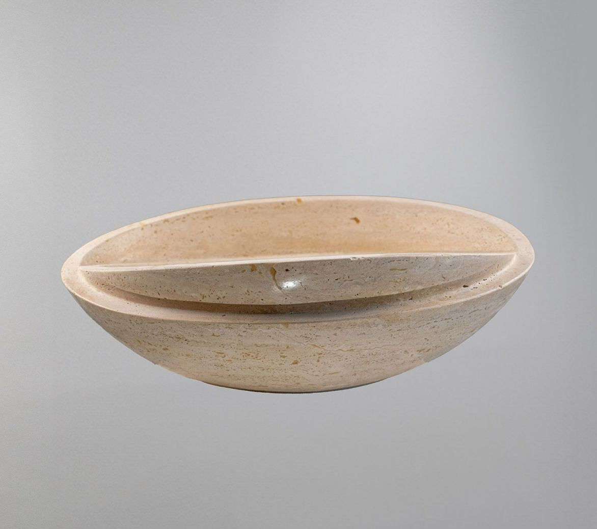 Luxury Marble Vessel Sink – Natural Travertine Stone Bathroom Basin, Handcrafted Modern Vanity Bowl (40x40x14 cm)