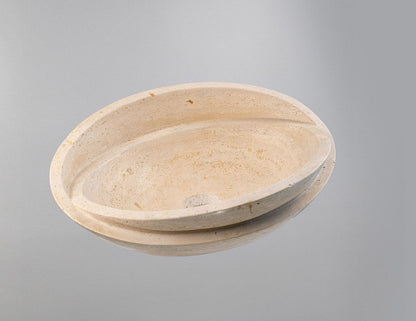 Luxury Marble Vessel Sink – Natural Travertine Stone Bathroom Basin, Handcrafted Modern Vanity Bowl (40x40x14 cm)
