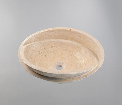 Luxury Marble Vessel Sink – Natural Travertine Stone Bathroom Basin, Handcrafted Modern Vanity Bowl (40x40x14 cm)