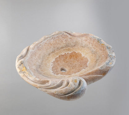 Marble Sink – Luxury Stone Sink Bathroom Basin (50x55x15 cm), Handcrafted Natural Marble Vanity Bowl