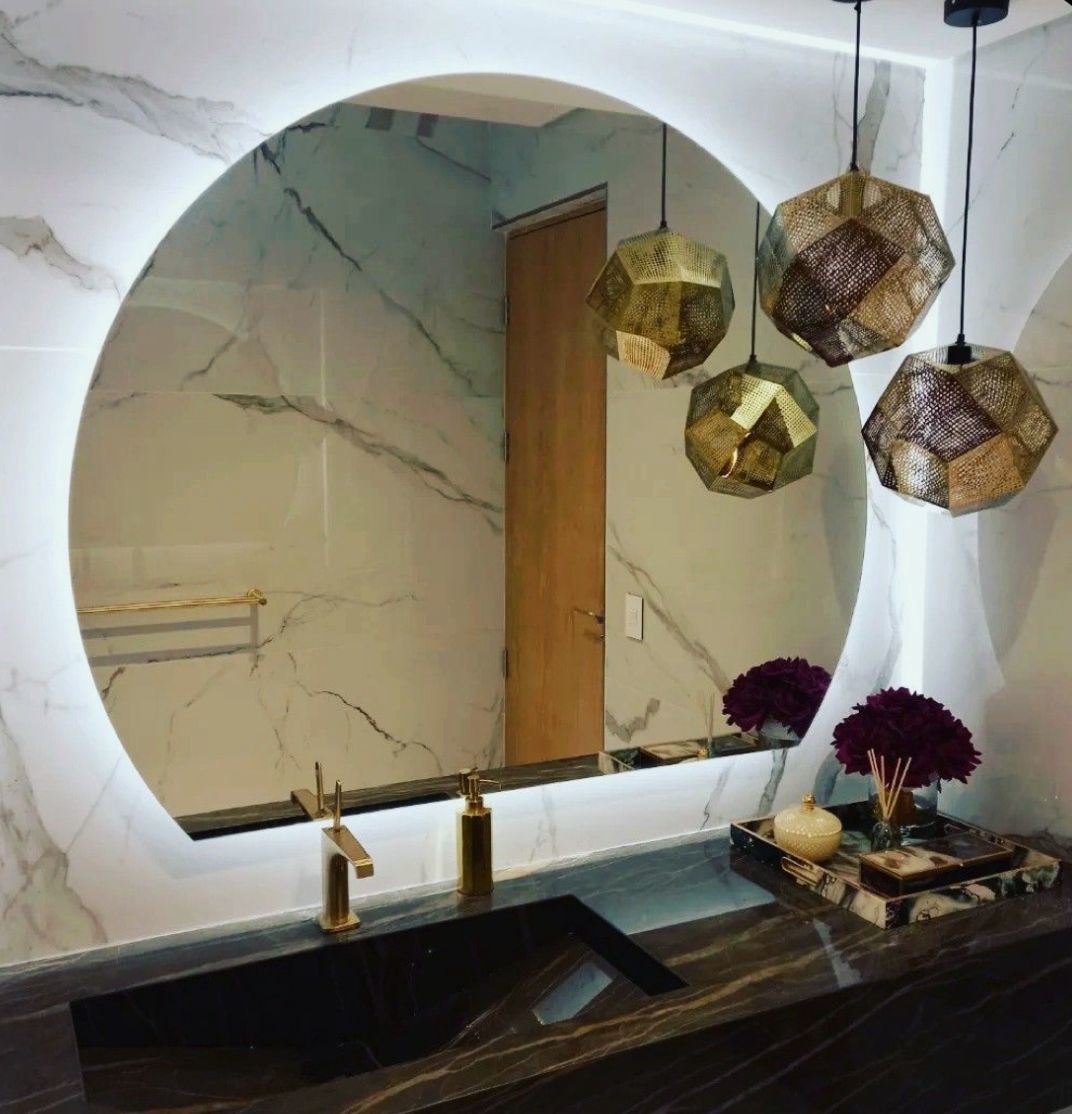 LED Bathroom Mirror – Modern Round Lighted Vanity Mirror with Touch Sensor