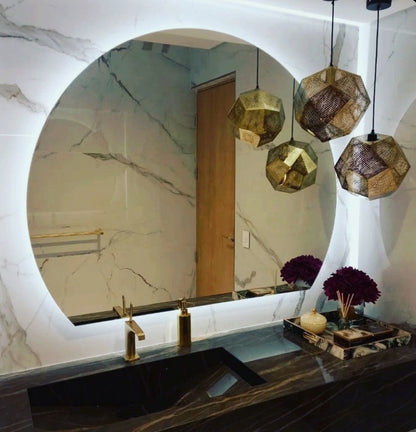 LED Bathroom Mirror – Modern Round Lighted Vanity Mirror with Touch Sensor