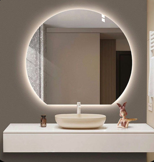 LED Bathroom Mirror – Modern Round Lighted Vanity Mirror with Touch Sensor