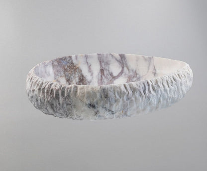 Luxury Marble Vessel Sink – Handcrafted Natural Stone Bathroom Basin with Textured Edge, Modern Vanity Bowl 21.6"x15.7"x5.5" (55x40x14 cm)