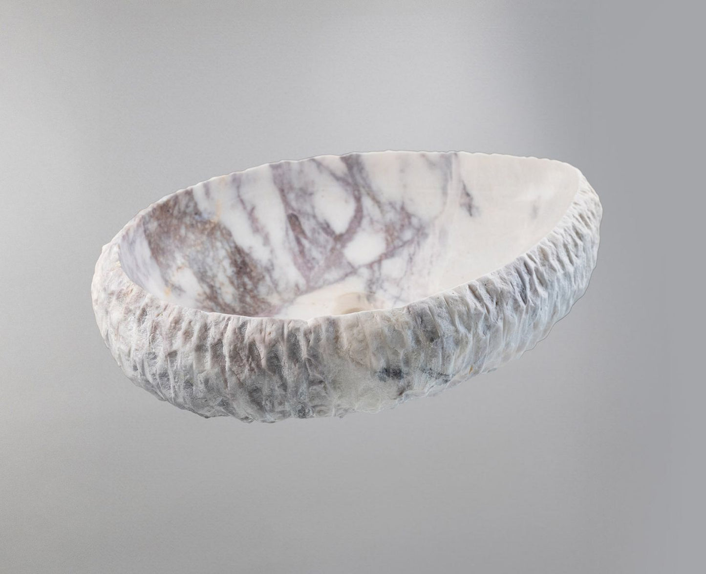 Luxury Marble Vessel Sink – Handcrafted Natural Stone Bathroom Basin with Textured Edge, Modern Vanity Bowl 21.6"x15.7"x5.5" (55x40x14 cm)