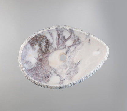 Luxury Marble Vessel Sink – Handcrafted Natural Stone Bathroom Basin with Textured Edge, Modern Vanity Bowl 21.6"x15.7"x5.5" (55x40x14 cm)