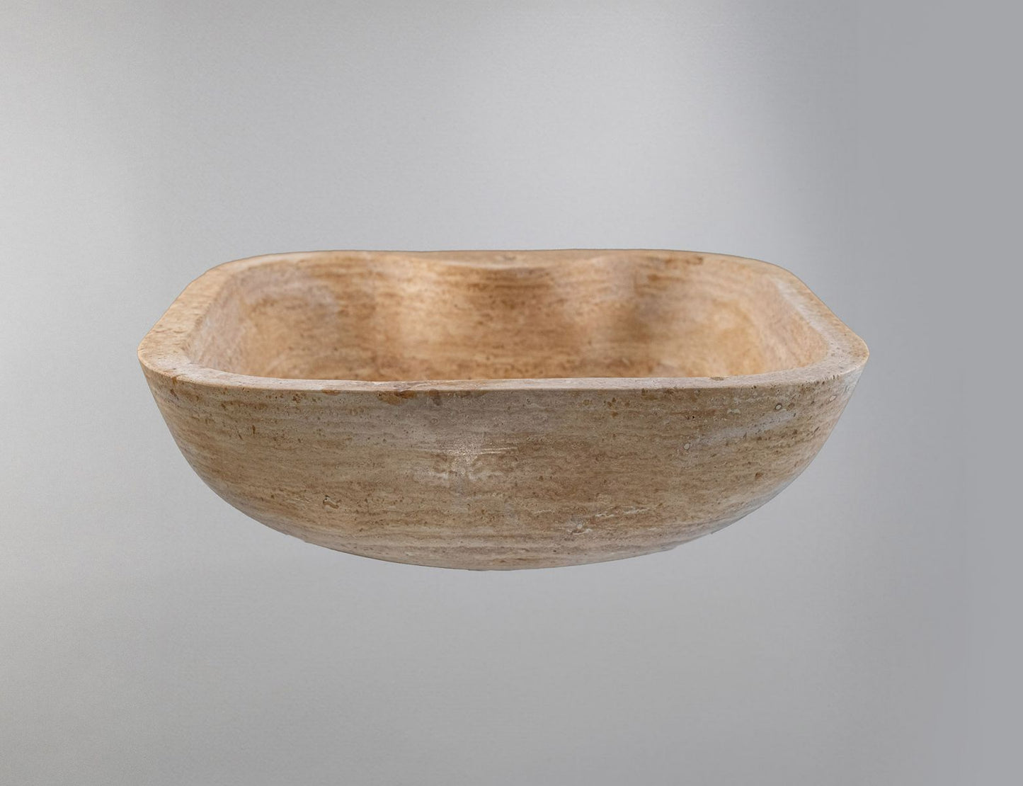 Travertine Stone Vessel Sink – Natural Marble Bathroom Basin (45x45x15 cm)