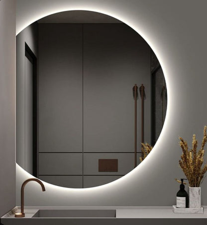LED Bathroom Mirror – Modern Round Backlit Vanity Mirror with Touch Sensor, Luxury Lighted Wall Mirror