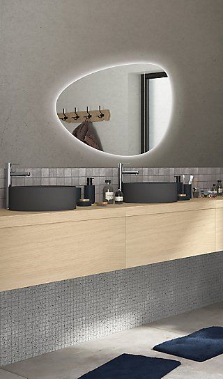 LED Wall Mirror Irregular Shape – Modern Asymmetrical Backlit Mirror for Bathroom or Living Room