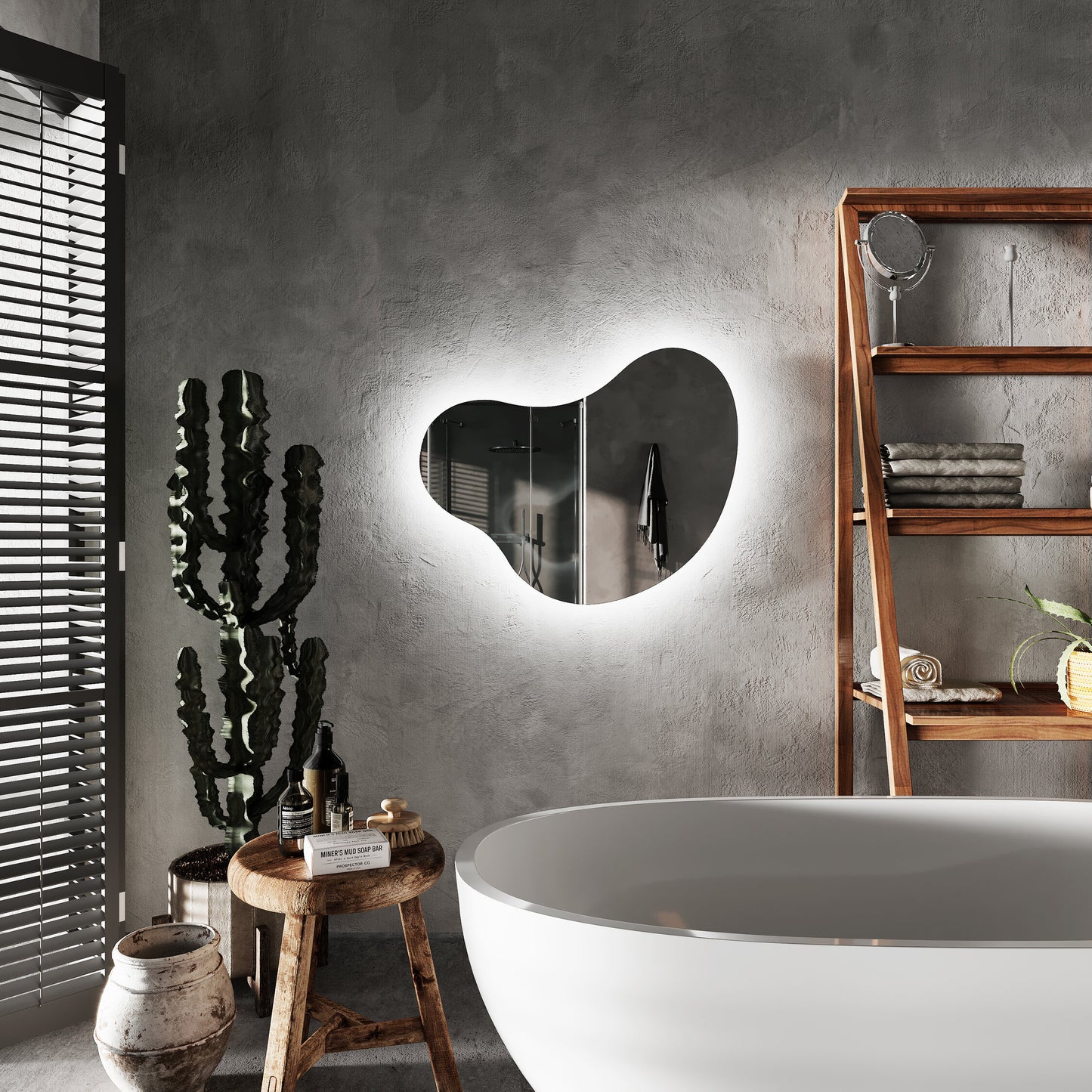 LED Bathroom Mirror Irregular Shape – Modern Asymmetrical Backlit Wall Mirror