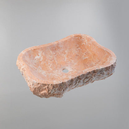 Luxury Marble Vessel Sink – Handcrafted Natural Stone Bathroom Basin, Rustic Vanity Bowl 21.6"x15.7"x5.5" (55x40x14 cm)