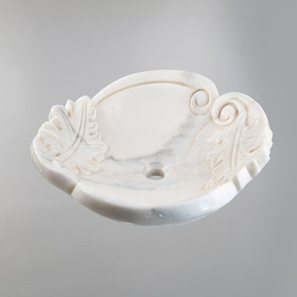 White Natural Stone Bathroom Basin (45x45x15 cm)